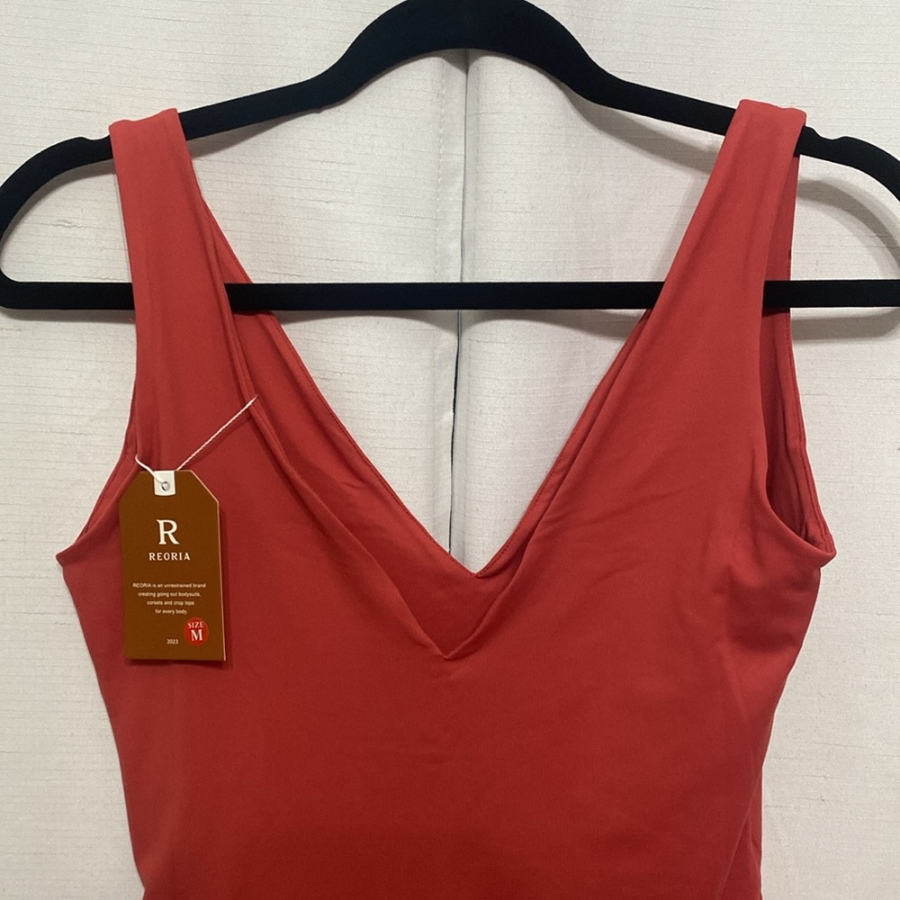 REORIA  Plunge Deep V Neck Sleeveless V Backless Going Out Tank Bodysuits Tops - Picture 5 of 8